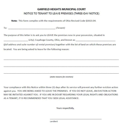 forms garfield heights municipal court 3 day notice form